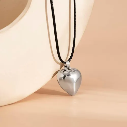 Miniatura 7 de Gargantilla de corazón grueso y hinchado, colgante de corazón grande, cadena de terciopelo ajustable, collares de corazón para mujeres