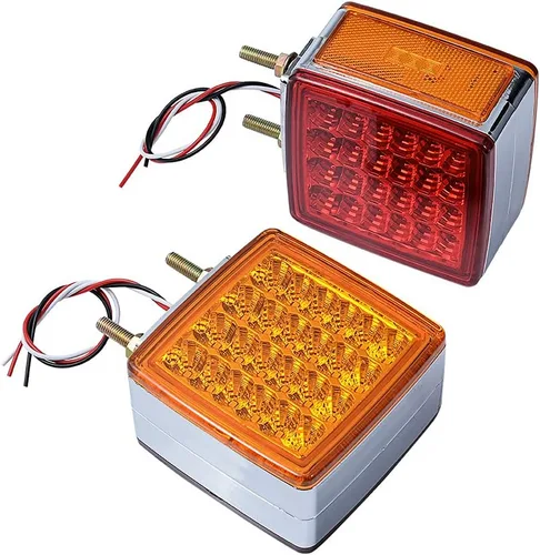Miniatura 10 de Astra Depot 2 piezas de luz de cara doble de 3" redondas, 24 LED, color rojo, ámbar y blanco, para remolque de camión semi, tractor, vehículo largo