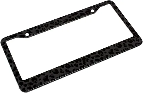 Miniatura 4 de Marco de matrícula negro con estampado de animales, soporte de matrícula con patrón de leopardo, marco de placa de coche con estampado de jirafa