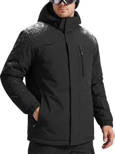 Free Soldier - Chaqueta impermeable para hombre, con capucha, para esquiar y hacer snowboard, con forro polar cálido, rompevientos
