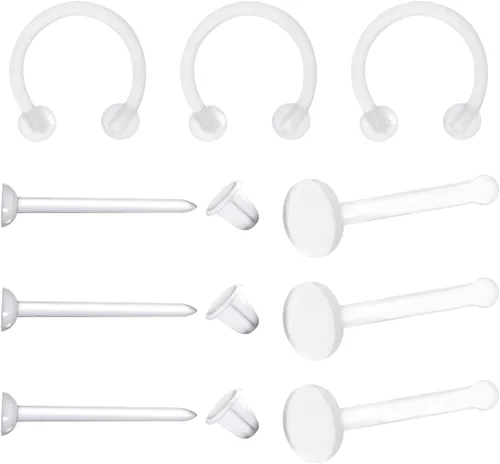 Satix Retenedores de piercing transparentes de estilo mixto para cirugía de trabajo, retenedor de aretes transparente Bioflex, retenedor de anillos