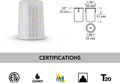 Miniatura 3 de Tech Lighting Módulo de repuesto LED Bi-Pin - Guías laterales de alineación de fácil instalación, 3000K, 550 lúmenes, regulable, clasificación