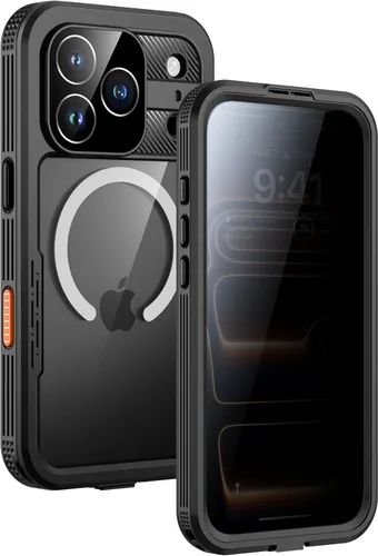 Miniatura 31 de Lanhiem Funda magnética para iPhone 17 Pro Max, IP68 impermeable, a prueba de polvo, compatible con Magsafe, protector de pantalla integrado, cuerpo
