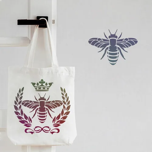 Miniatura 6 de FINGERINSPIRE Plantilla de corona de laurel de abejas de 11.8 x 11.8 pulgadas de plástico con hojas de Gingko para dibujar plantillas para pintar