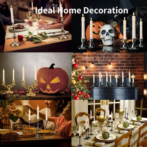 Miniatura 7 de YBU Velas cónicas sin llama con control remoto de 7 pulgadas, velas LED con temporizador de luz parpadeante, atenuador, velas de ventana a
