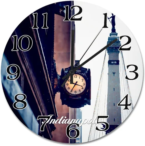 Miniatura 27 de Reloj de paisaje de Indianápolis, Indiana, Estados Unidos, reloj decorativo de viaje, funciona con pilas, 9 pulgadas, silencioso, retro, decoración