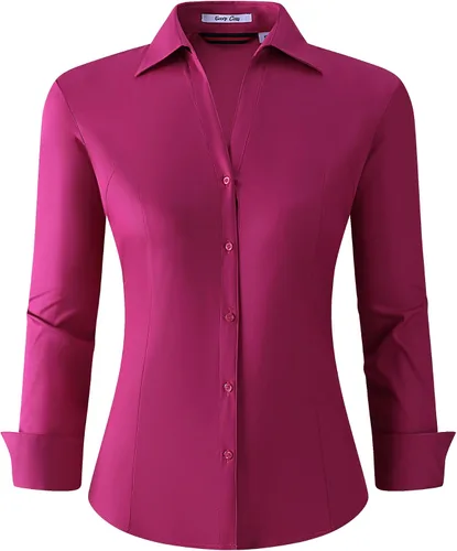Miniatura 15 de Alex Vando - Blusa de botones para mujer, sin arrugas, manga larga, casual, para el trabajo