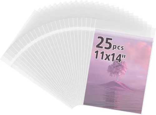 Miniatura 8 de Frametory, paquete de 25 bolsas de plástico transparentes sin ácido de 13 7/16" x 19 1/4", bolsas de cristal autoadhesivas para impresiones de arte