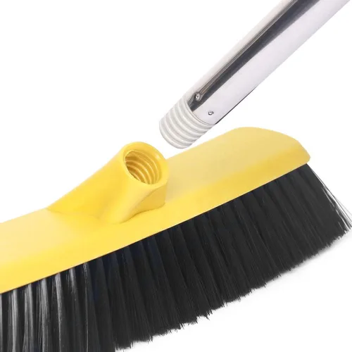 Miniatura 4 de Escoba de empuje con mango largo, cepillo de piso de cerdas suaves de 49.6 pulgadas, escoba de 12.2 pulgadas de ancho para limpiar baño, cocina