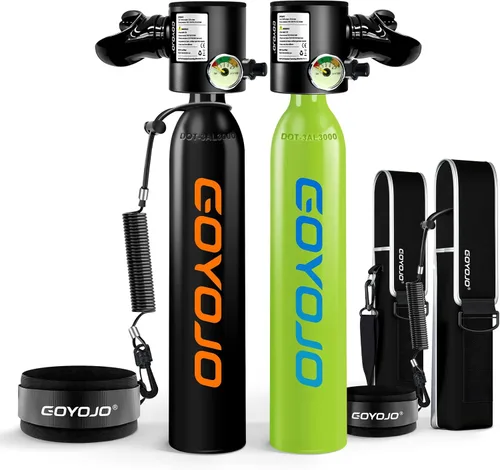 GOYOJO Mini tanque de buceo de 1L con máscara – Tanque de aire de buceo portátil certificado DOT, presión máxima de 3000 PSI, botella pony