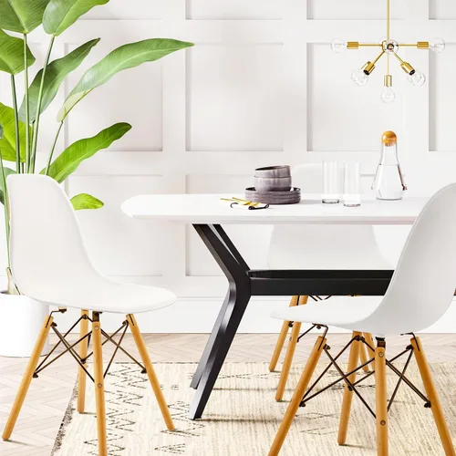 Miniatura 2 de Furniwell Silla de comedor de estilo moderno de mediados de siglo, DSW moderna, carcasa de plástico para interiores, sillas laterales de plástico