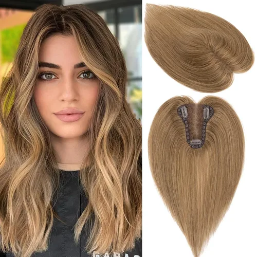 S-noilite Toppers para el cabello para mujer, cabello humano real, base de encaje mejorado, toppers para mujeres con cabello delgado, piezas de