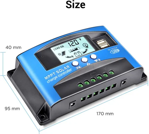 Miniatura 6 de controlador de carga solar MPPT 30A 12V/24V regulador inteligente automático para panel solar con puerto USB doble y pantalla LCD