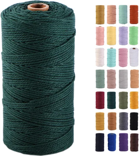 Miniatura 6 de Cordón de macramé gris rosado de 0.118 in x 109 yardas, cuerda de algodón colorido de algodón suave para colgar en la pared, colgar plantas