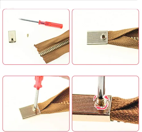 Miniatura 4 de ONLYKXY 20 tapones de metal con cremallera, estilo rectangular, clip de cola con cremallera (dorado claro)