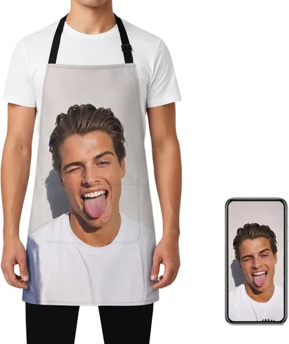 Miniatura 9 de Delantal personalizado, delantal con foto personalizada para hombres y mujeres, con 2 bolsillos, regalo personalizado de cumpleaños o Navidad