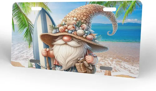 Miniatura 47 de Placa personalizada de licencia, placas decorativas personalizadas para el frente del automóvil con palmeras de playa y océano, placas de licencia