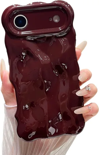 Miniatura 16 de XIZYO Funda para iPhone 13 de 6.1 pulgadas, bonito patrón de ondas, estético, 3D, rizado, ondulado, chapado en purpurina, para mujeres y niñas, Azul