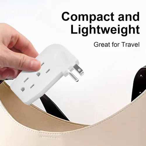 Miniatura 4 de Adaptador divisor de pared vertical de 3 vías con enchufe de 3 puntas para muebles detrás, plástico duro, certificación UL, 1 paquete. Blanco/1PK