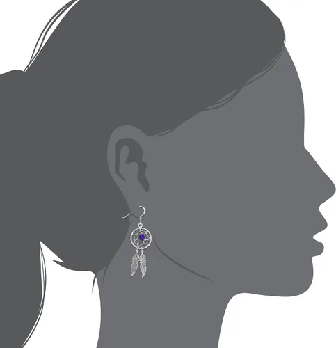 Miniatura 2 de WithLoveSilver - Aretes colgantes de plata de ley 925 con diseño de atrapasueños
