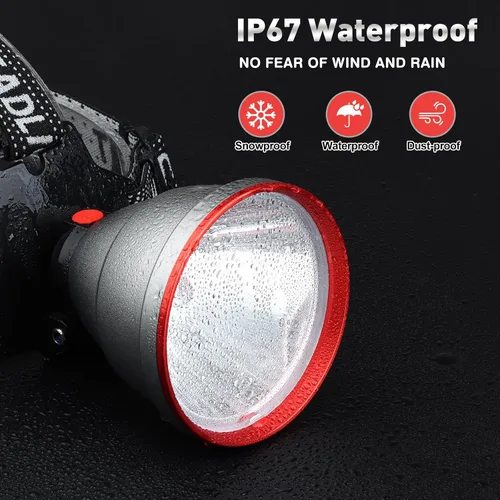 Miniatura 5 de Aikertec Paquete de 2 faros recargables, linterna de cabeza súper brillante, funciona con batería de 80 horas, ajustable a 120°, impermeable IP67
