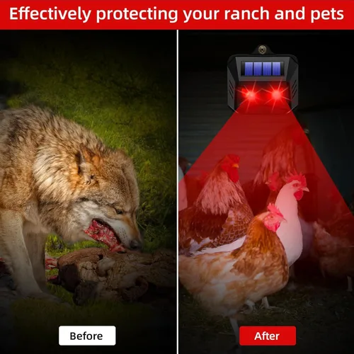 Miniatura 4 de Paquete de 4 repelentes solares nocturnos de animales al aire libre, ojos depredadores disuasorios para mofeta, ciervo, zorro, mapache, luces