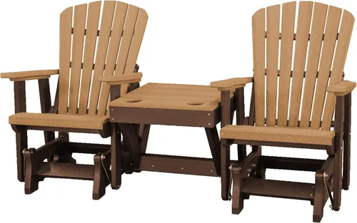 Miniatura 14 de DutchCrafters Slat - Sillas de patio Adirondack de doble polietileno con respaldo de ventilador para exteriores con mesa central (negro y azul aruba)