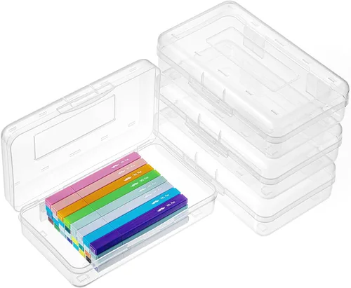 Miniatura 22 de Mr. Pen - Cajas de lápices transparentes, paquete de 6, 7.9 x 4.5 x 2.4 pulgadas, azul transparente, tapa hermética, organizador de cajas de lápices