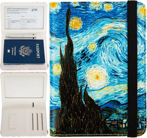 Miniatura 6 de Soporte para pasaporte, bonita funda para pasaporte, cartera de viaje con ranuras para tarjetas de crédito, cartera de pasaporte RFID impermeable