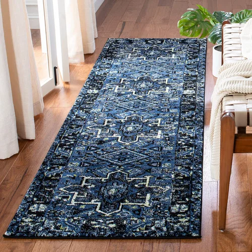 Miniatura 20 de SAFAVIEH Vintage Hamadan Collection Alfombra - 5'3" x 7'6", Rojo & Multi, Diseño tradicional persa, que no desprende pelusa y fácil de limpiar