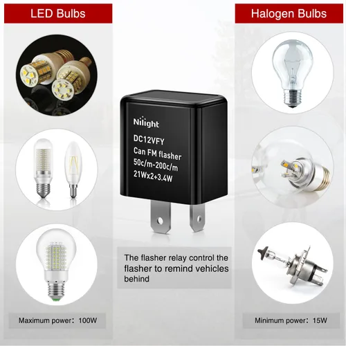 Miniatura 3 de Nilight 4 piezas relé intermitente ajustable de 2 pines, relé intermitente electrónico, 12V, corrige la señal de giro de motocicleta e intermitente