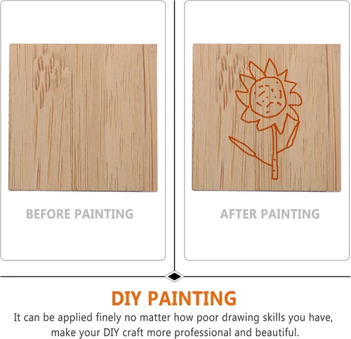 Miniatura 8 de EXCEART Chips de pintura para bricolaje, 25 piezas, cuadrados sin terminar, naturales, seguros para niños y niñas, ideales para decoración
