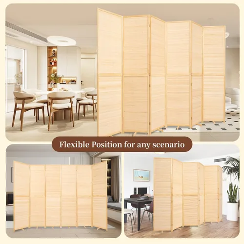 Miniatura 7 de Divisor de pared de bambú de 6 paneles, 106 pulgadas de ancho x 67 pulgadas de alto, diseño plegable con base extra estable, pantalla divisora