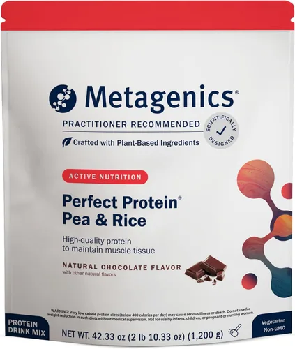 Metagenics Perfect Protein Pea & Rice - Proteína en polvo a base de plantas con 0.71 oz de proteína y 0.12 oz de BCAA - Apoya el crecimiento