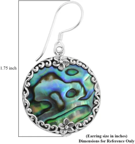 Miniatura 5 de Shop LC - Aretes colgantes con concha de abulón azul para mujer, plata esterlina 925