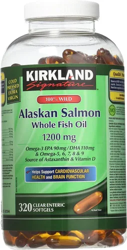 Miniatura 3 de Kirkland Signature 100% Wild Alaskan Salmon Oil 90 EPA 110 DHA 1200mg - 320 cápsulas blandas con revestimiento entérico