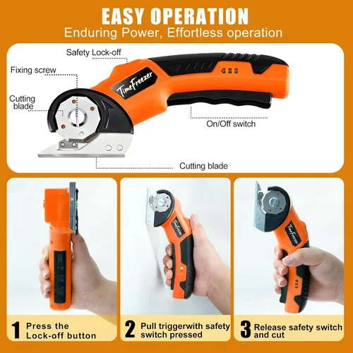 Miniatura 8 de Cortador de cartón eléctrico – ancho 1.3 pulgadas, longitud 9.06 pulgadas – Tijeras de cartón recargables adecuadas para parper, caja, cuero, tela