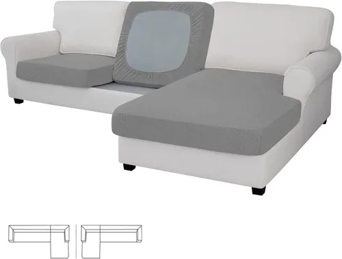 Miniatura 90 de Easy-Going - 4 Fundas de cojín elásticas para sofá seccional, izquierda/derecha, en forma de L, funda de asiento antideslizante, suave, flexible