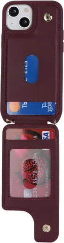 Miniatura 5 de Lipvina Funda para iPhone 13 Mini con tarjetero y correa para mujer, cordón cruzado, soporte de anillo con soporte, cierre a presión, bloqueo RFID