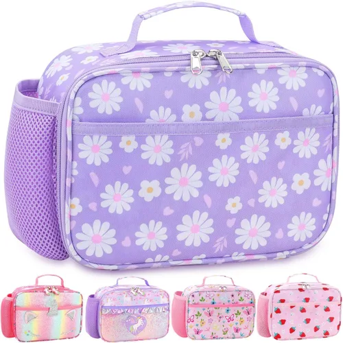 Miniatura 16 de RHCPFOVR Lonchera para niños – Lonchera aislada para niños y niñas, bolsa de almuerzo lavable y lonchera reutilizable para niños pequeños a prueba