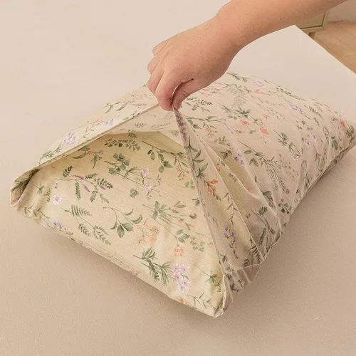 Miniatura 8 de ECOCOTT Floral Pillowcases Standard Size Set of 2, 100% Washed Cotton Pillow Cases with Envelope Closure, Beige Botanical Wildflower Printed Pillow