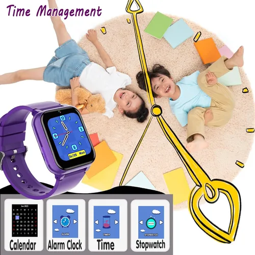 Miniatura 8 de iCHOMKE Reloj inteligente para niños, reloj inteligente para niñas y niños con 26 juegos, grabadora de video y reproductor, calendario podómetro