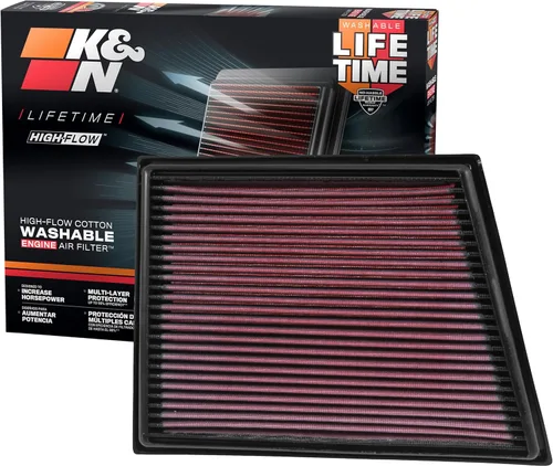 K&N Filtro de aire de motor de por vida original de alto flujo: aumento de potencia: Premium, lavable: compatible con BMW 2014-2024: (ver