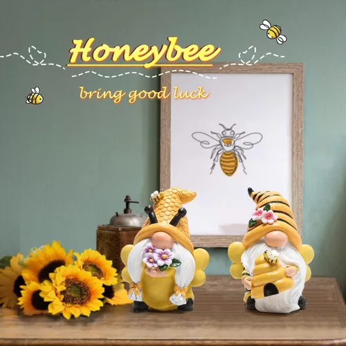 Miniatura 8 de Hodao Decoraciones de gnomos de jardín de primavera, gnomos de abeja de miel, decoración del Día Mundial de las Abejas, Regalos - Figura de enano