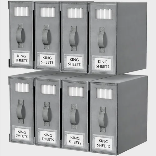 Miniatura 9 de Criusia Organizadores y Almacenamiento de Sábanas de Cama, Paquete de 6 Cajas Organizadoras de Armario de Ropa Blanca Plegables – Soporte de Ropa