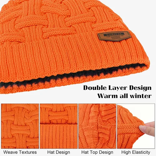 Miniatura 42 de Loritta Gorro de invierno cálido de punto grueso y holgado para hombre