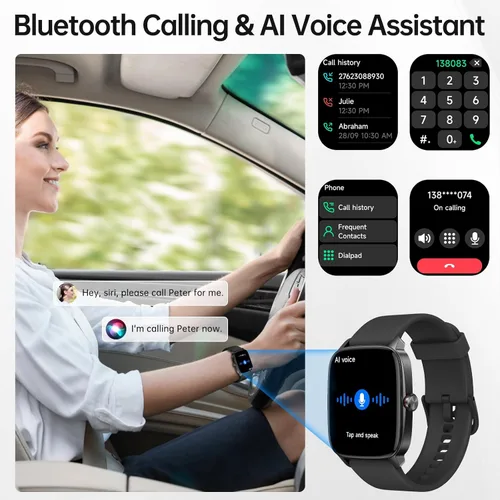 Miniatura 2 de Relojes inteligentes para mujeres y hombres con llamada Bluetooth y voz IA, rastreador de fitness HD de 1.85" con monitor de frecuencia cardíaca