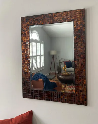 Miniatura 10 de Lulu Decor, Espejo de pared de mosaico de ámbar báltico, espejo redondo biselado decorativo hecho a mano de 23.50 pulgadas (LP301)