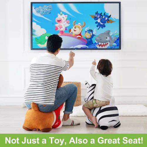 Miniatura 6 de iPlay, iLearn Bouncy Pals Caballo Saltarín Cebra, Saltador de Animal Inflable de Peluche, Juguetes de Salto para Montar en Interiores y Exteriores