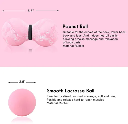Miniatura 3 de TXJ Sports Pelotas de masaje: bola de lacrosse y bola de masaje de maní, bola de fascia para tejido profundo, liberación miofascial, terapia